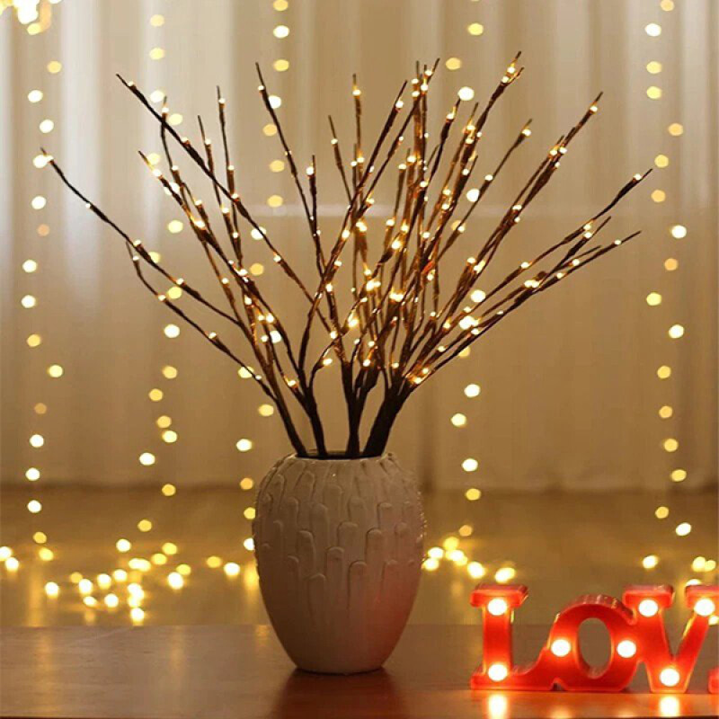 1pc Led Tree Branch Light Decorative Fairy Light Willow Twig Lighted Branch Vase Filler For Wedding Party Bedroom Home