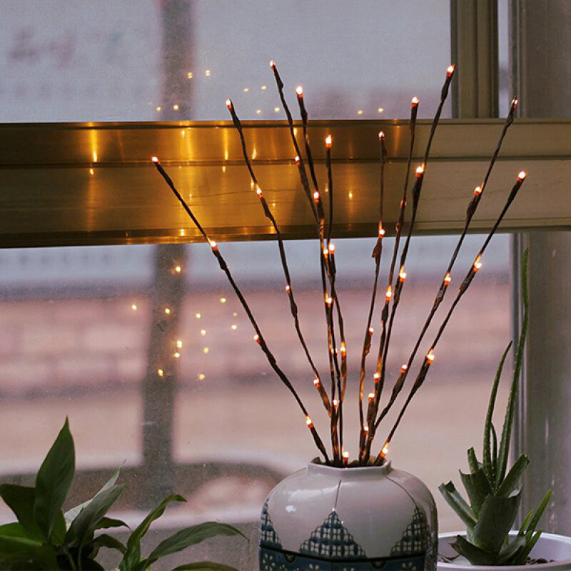 1pc Led Tree Branch Light Decorative Fairy Light Willow Twig Lighted Branch Vase Filler For Wedding Party Bedroom Home