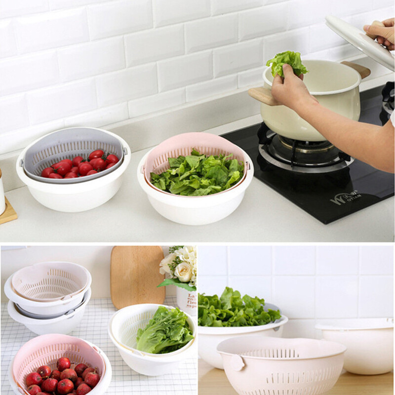 Kitchen Accessories Washing Colander Double Drain Basket Bowl Vegetable Fruit Double Drain Storage Tool Kitchen Gadget