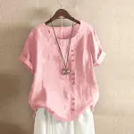 Women's Short Sleeve Cotton Linen Beautiful Tunic Blouse Tops Ladies Casual Basic Shirt Plus Size Clothes L-5XL Clothing.