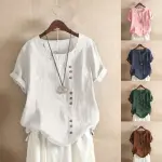 Women's Short Sleeve Cotton Linen Beautiful Tunic Blouse Tops Ladies Casual Basic Shirt Plus Size Clothes L-5XL Clothing.