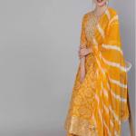 Indian Women's Traditional Clothing Set With Printed 3-piece Pure Cotton Set.