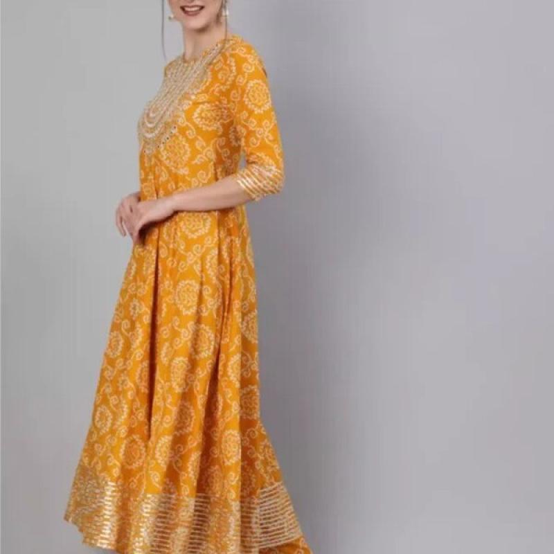 Indian Women's Traditional Clothing Set With Printed 3-piece Pure Cotton Set.