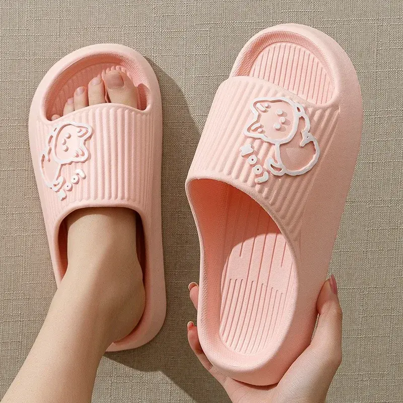 Summer Slippers Bathroom Platform Non-Slip Home Bear Cartoon Flip Flops Beach Women Slipper Sandals Slides Indoor Outdoor 2025.