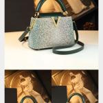 Luxury Fashion Diamonds Women's Handbags  New V Letter Small Shoulder Crossbody Bag Genuine Leather Messenger Shell Bags.