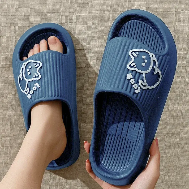 Summer Slippers Bathroom Platform Non-Slip Home Bear Cartoon Flip Flops Beach Women Slipper Sandals Slides Indoor Outdoor 2025.