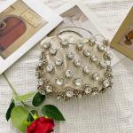 Fashion Metal Ring Elegant Luxury Handbag  New Light Luxury Fashion Handmade Beaded Weaving Bag.