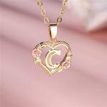 A-Z Letter Flower Pendant Necklace Yellow Gold Color Wedding Jewelry Gift For Women.