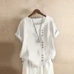 Women's Short Sleeve Cotton Linen Beautiful Tunic Blouse Tops Ladies Casual Basic Shirt Plus Size Clothes L-5XL Clothing.