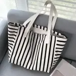 New Beach Tote Bag Fashion Women Canvas Summer Large Capacity Striped Shoulder Bag Tote Handbag Shopping Shoulder Bags ﻿.