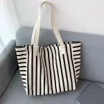 New Beach Tote Bag Fashion Women Canvas Summer Large Capacity Striped Shoulder Bag Tote Handbag Shopping Shoulder Bags ﻿.