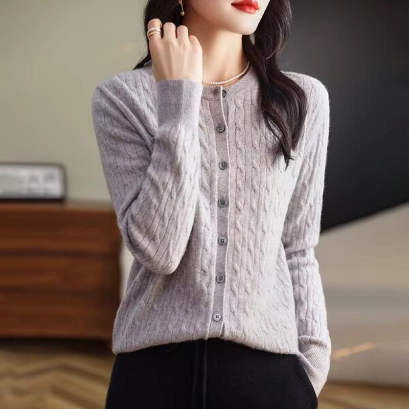 Women Cardigans Spring Autumn Winter Long Sleeve Knitted Sweaters O-neck Thick Warm Fashin Korean Cardigan Slim Fit Tops 2026.