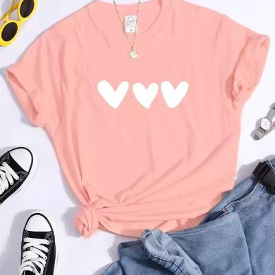 Plus Size Black Heart Tshirt All-Match Summer Comfortabletee Shirt Street Softtee Tops Short Sleeve Essential Women Men Tshirts.