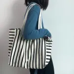 New Beach Tote Bag Fashion Women Canvas Summer Large Capacity Striped Shoulder Bag Tote Handbag Shopping Shoulder Bags ﻿.
