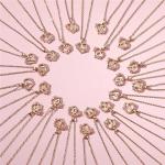 A-Z Letter Flower Pendant Necklace Yellow Gold Color Wedding Jewelry Gift For Women.
